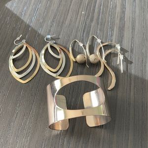 Earrings and cuff bracelet